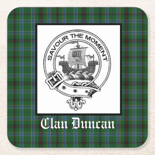 Clan Duncan Wappen Abzeichen und Tartan Rechteckiger Pappuntersetzer (Vorderseite)