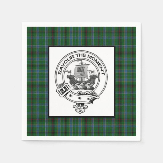 Clan Duncan Wappen Abzeichen und Tartan Serviette (Vorderseite)