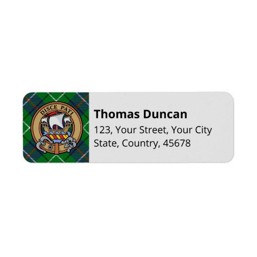 Clan Duncan-Wappen über Tartan (Vorne)