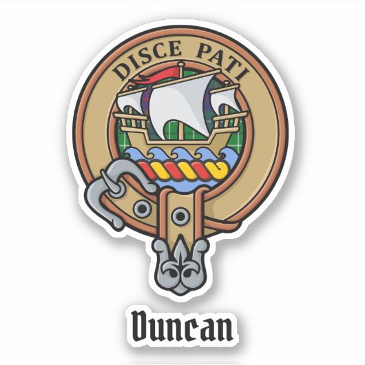 Clan Duncan Wappen über Tartan Aufkleber (Vorderseite)