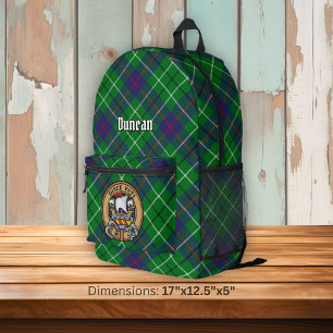Clan Duncan-Wappen über Tartan Bedruckter Rucksack