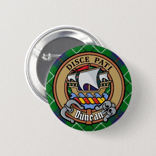 Clan Duncan-Wappen über Tartan Button (Vorne & Hinten)