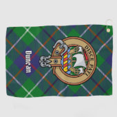 Clan Duncan-Wappen über Tartan Golfhandtuch (Horizontal)