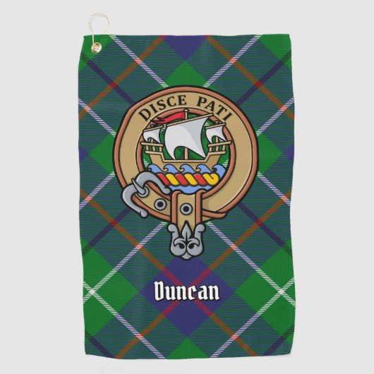 Clan Duncan-Wappen über Tartan Golfhandtuch (Vorderseite)