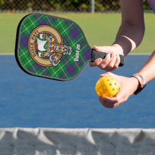 Clan Duncan-Wappen über Tartan Pickleball Schläger