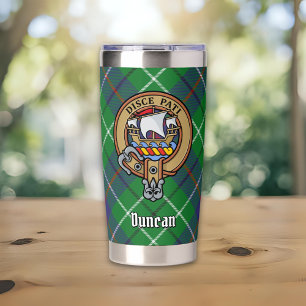 Clan Duncan-Wappen über Tartan Thermobecher