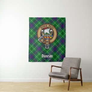 Clan Duncan-Wappen über Tartan Wandteppich