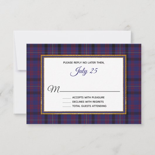 Clan Dundonald Tartan Kariert Wedding RSVP Card (Vorderseite)