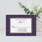 Clan Dundonald Tartan Kariert Wedding RSVP Card (Stehend Vorderseite)