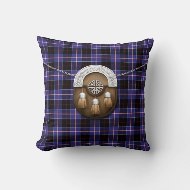Clan Dunlap Tartan und Sporran Kissen (Vorderseite)