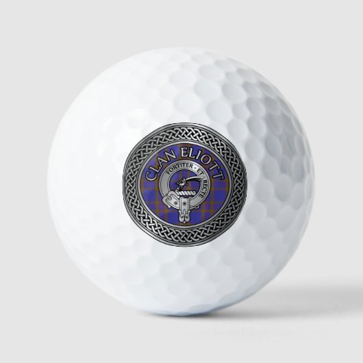Clan Eliott Wappen & Tartan Knot Golfball (Vorderseite)