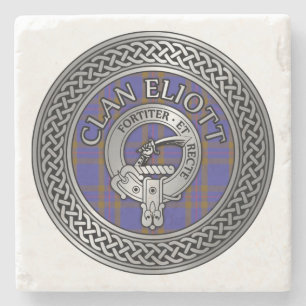 Clan Eliott Wappen & Tartan Knot Steinuntersetzer