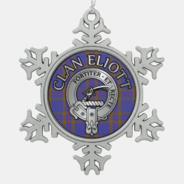 Clan Eliott Wappen & Tartan Schneeflocken Zinn-Ornament
