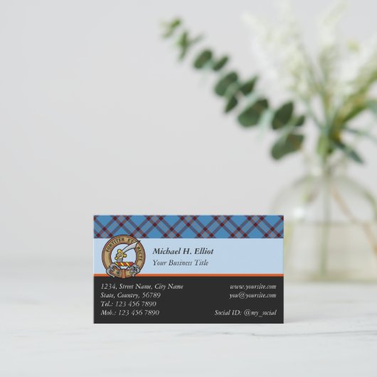 Clan Elliot Ancient Tartan Business Card Visitenkarte (Stehend Vorderseite)