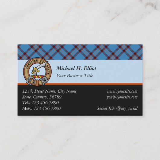 Clan Elliot Ancient Tartan Business Card Visitenkarte (Vorderseite)