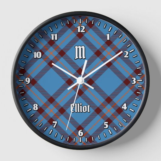 Clan Elliot Ancient Tartan Large Clock Uhr (Vorderseite)