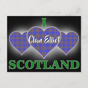 Clan Elliot I Liebe Scotland Tartan Herz Postkarte
