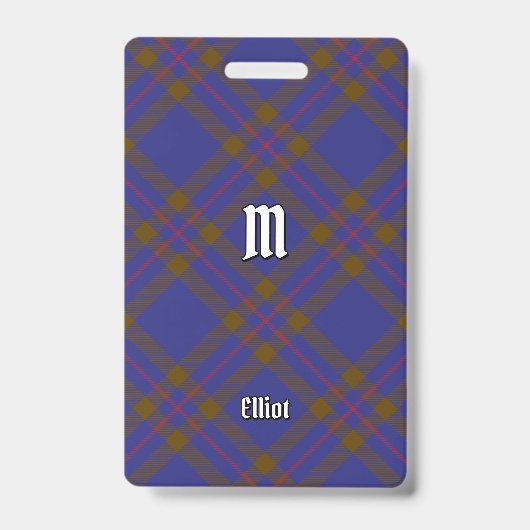 Clan Elliot Modern Tartan Abzeichen Ausweis (Vorderseite)