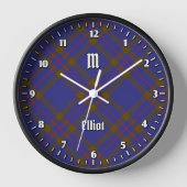 Clan Elliot Modern Tartan Large Clock Uhr (Vorderseite)