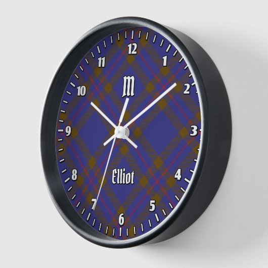 Clan Elliot Modern Tartan Large Clock Uhr (Winkel)