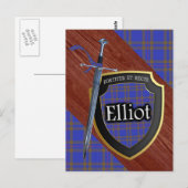 Clan Elliot Tartan Sword & Shield Postkarte (Vorne/Hinten)