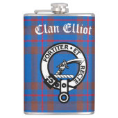 Clan Elliot Wappen Abzeichen & Tartan Flachmann (Vorderseite)