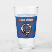 Clan Elliot Wappen Abzeichen & Tartan Glas (Rückseite)