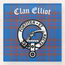 Clan Elliot Wappen Abzeichen & Tartan Glasuntersetzer
