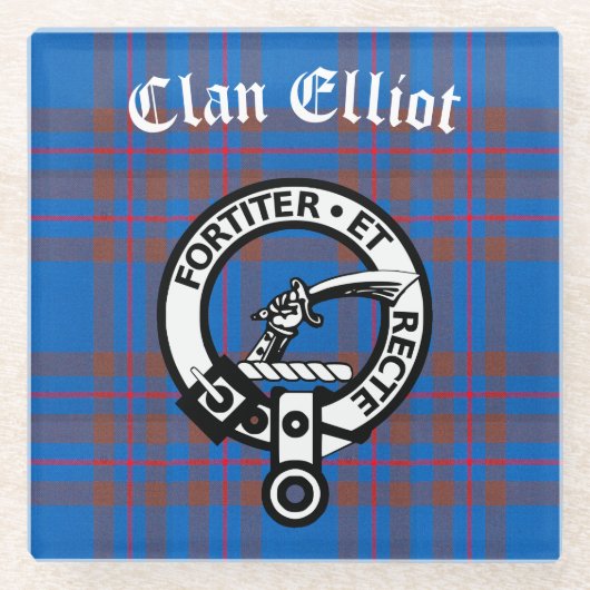 Clan Elliot Wappen Abzeichen & Tartan Glasuntersetzer (Vorderseite)
