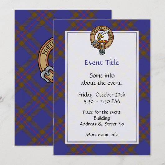 Clan Elliot Wappen Einladung (Vorne/Hinten)