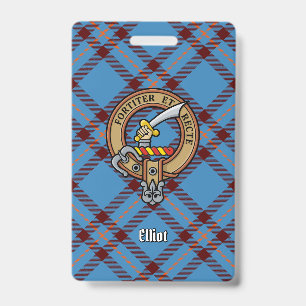 Clan Elliot-Wappen über altem Tartan Ausweis