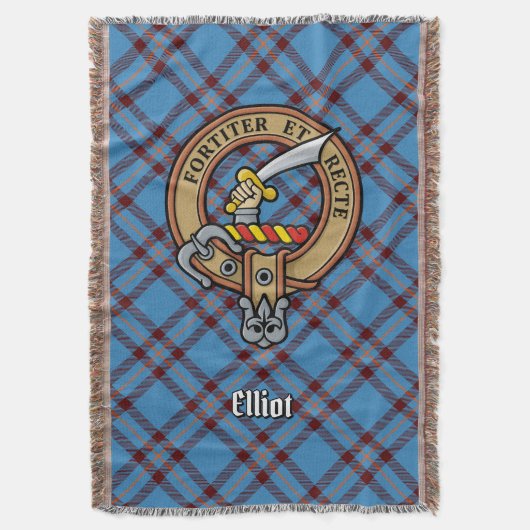 Clan Elliot-Wappen über altem Tartan Decke (Vorderseite Vertikal)