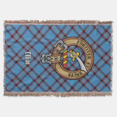 Clan Elliot-Wappen über altem Tartan Decke (Vorderseite)