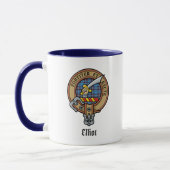 Clan Elliot Wappen über antike Tartan-Tasse Tasse (Links)