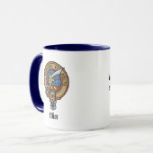 Clan Elliot Wappen über antike Tartan-Tasse Tasse (Vorderseite Links)