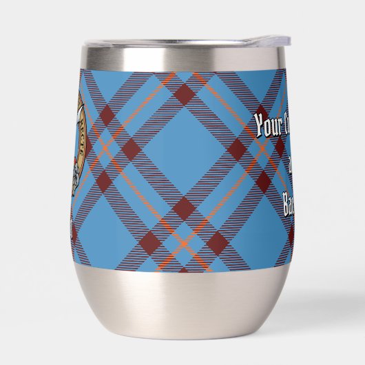 Clan Elliot Wappen über antikes Tartan (Links)