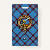 Clan Elliot Wappen über antikes Tartan Ausweis (Vorderseite)