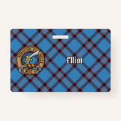 Clan Elliot Wappen über antikes Tartan Ausweis (Vorderseite)