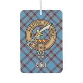 Clan Elliot Wappen über antikes Tartan Autolufterfrischer (Vorderseite)