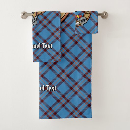 Clan Elliot Wappen über antikes Tartan Badhandtuch Set (Insitu)