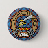 Clan Elliot Wappen über antikes Tartan Button (Vorderseite)