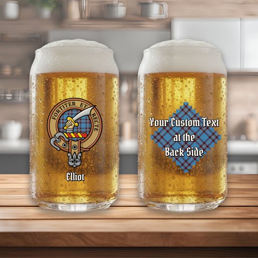 Clan Elliot Wappen über antikes Tartan Dosenglas