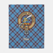Clan Elliot Wappen über antikes Tartan Fleecedecke (Vorderseite)