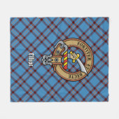 Clan Elliot Wappen über antikes Tartan Fleecedecke (Vorderseite (Horizontal))