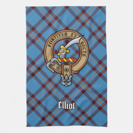 Clan Elliot Wappen über antikes Tartan Geschirrtuch