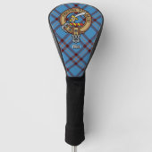 Clan Elliot Wappen über antikes Tartan Golf Headcover (Vorderseite)