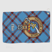 Clan Elliot Wappen über antikes Tartan Golfhandtuc Golfhandtuch (Horizontal)
