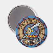 Clan Elliot Wappen über antikes Tartan Magnet (Vorderseite/Rückseite)