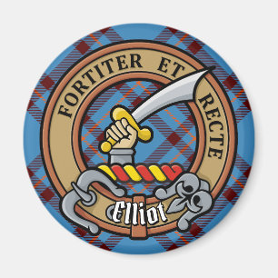 Clan Elliot Wappen über antikes Tartan Magnet