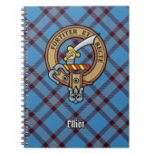 Clan Elliot Wappen über antikes Tartan Notizblock (Vorderseite)